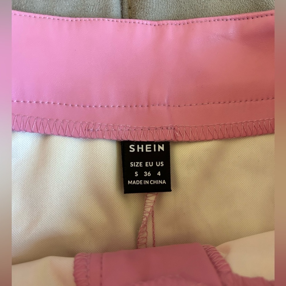 SHEIN Faux Leather Barbie Pink Shorts - Picture 2 of 3